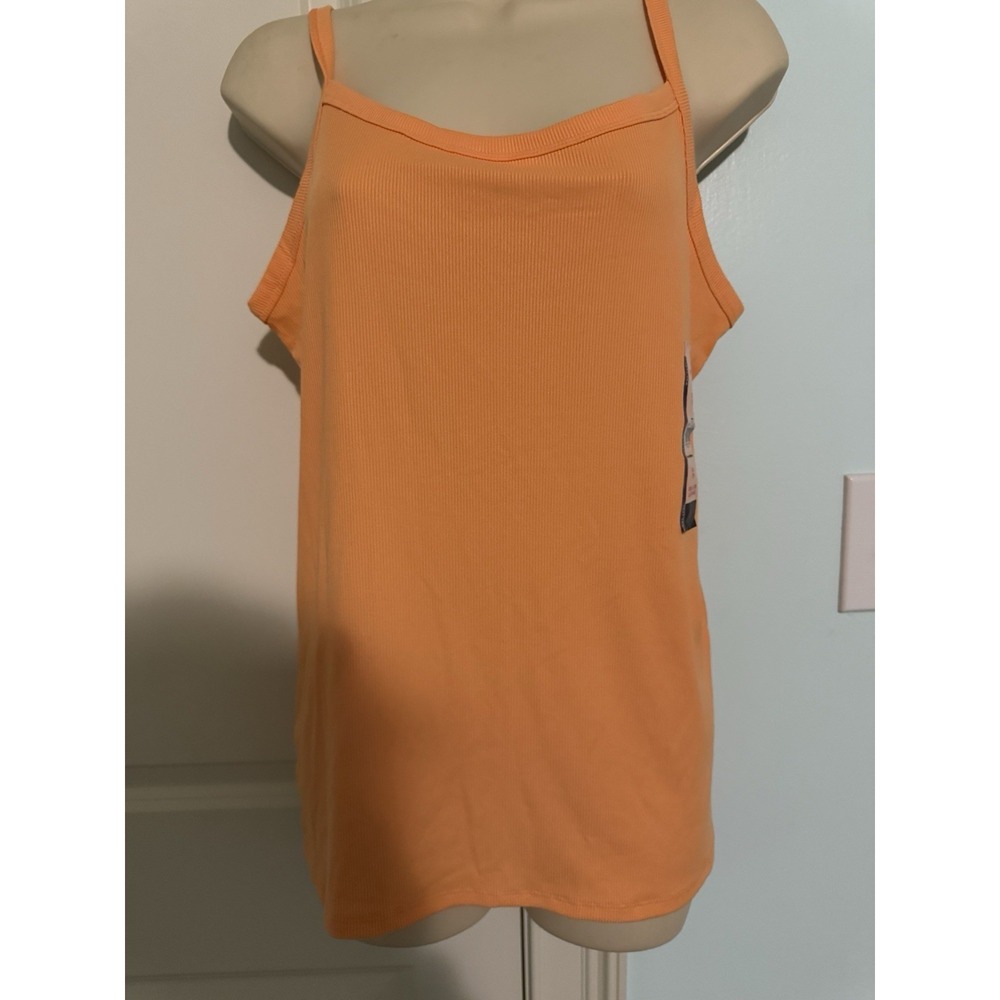 NO BOUNDARIES Juniors XXL (19) Rib Cami Top Stretch Tank - Peach Jelly NWT